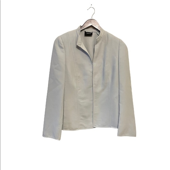 Akris Wool Blend Collarless Knee Length Split Hem Skirt Blazer Two Piece Suit - Picture 2 of 12